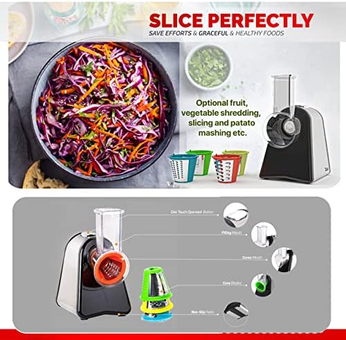 Râpe légumes électrique multifonctionnelle avec accessoires pour desserts et nettoyage facile
