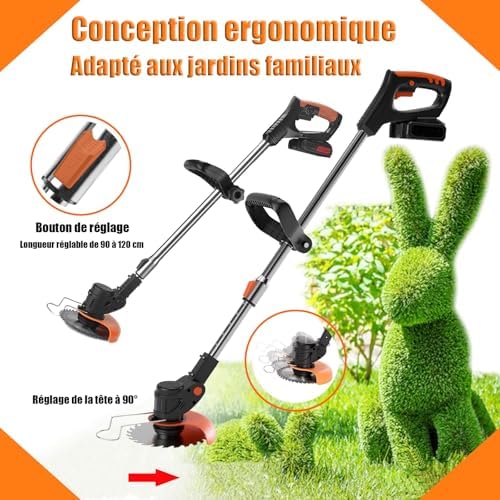 Débroussailleuse Électrique Sans Fil Léger et Puissant avec Batterie Haute Performance