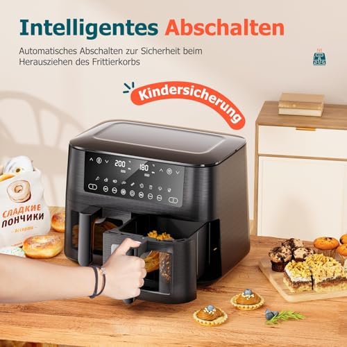 Friteuse à air de grande capacité avec technologie de cuisson rapide et économe en énergie