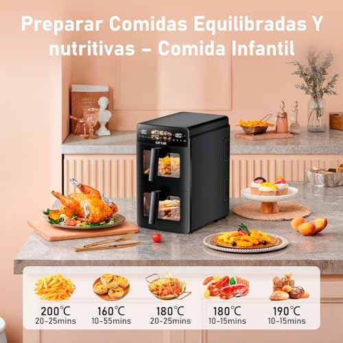 Air fryer 10L avec double compartiment et puissance exceptionnelle pour une cuisson rapide et saine