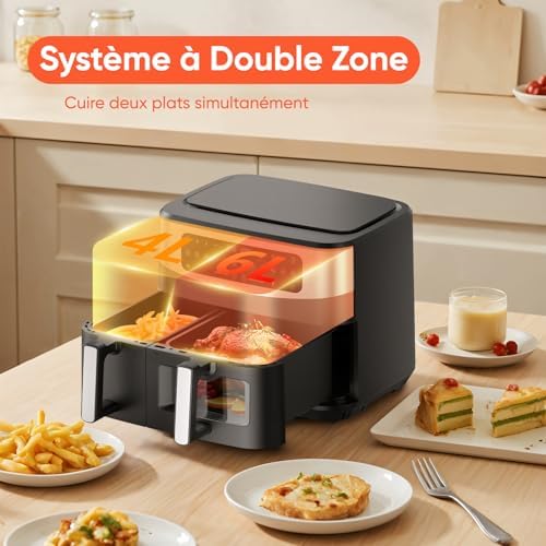 Friteuse à air double 10L avec technologie RapidAir et écran tactile