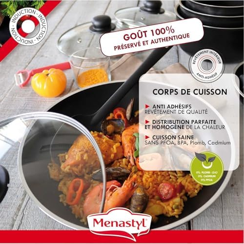 Batterie de cuisine polyvalente avec poêles et casseroles antiadhésives pour une cuisson saine