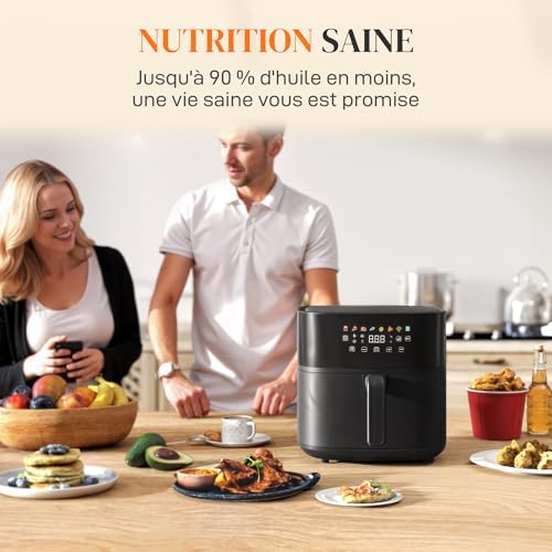Air fryer avec cuisson rapide, menus prédéfinis et grande capacité de 8L