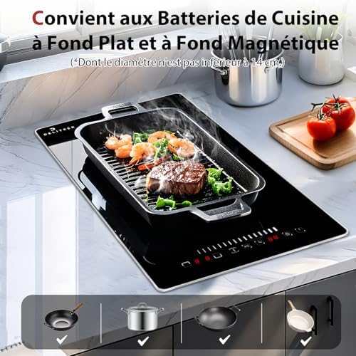 Plaque induction 2 feux avec commande à glissière et minuterie de 99 minutes