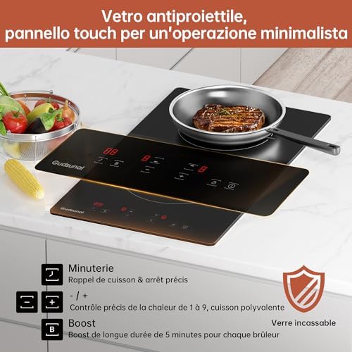 Plaque induction 2 feux avec fonctionnalités avancées et sécurité renforcée