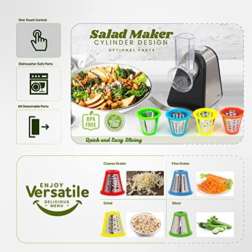 Râpe légumes électrique multifonctionnelle avec accessoires pour desserts et nettoyage facile