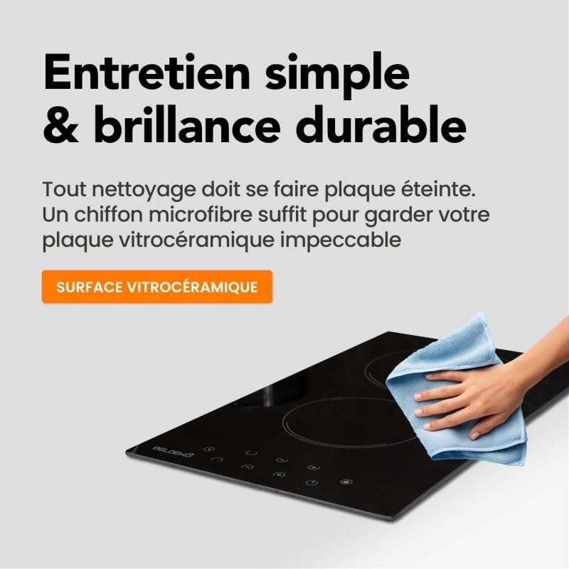 Plaque induction 2 feux vitrocéramique noire avec minuterie intégrée