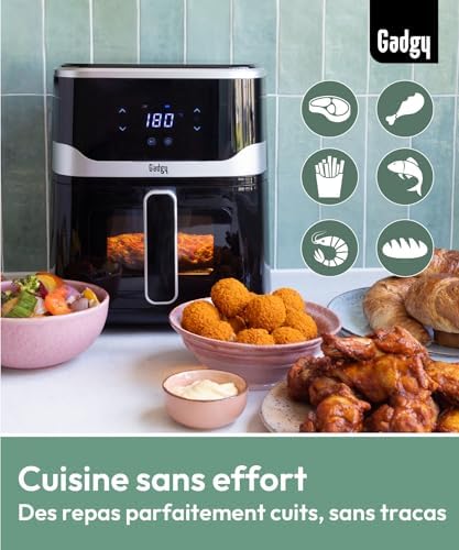 Friteuse à air sans huile avec grande capacité et nettoyage facile
