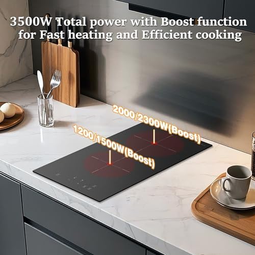 Plaque induction 2 feux avec verre mat anti-rayures et fonction Boost