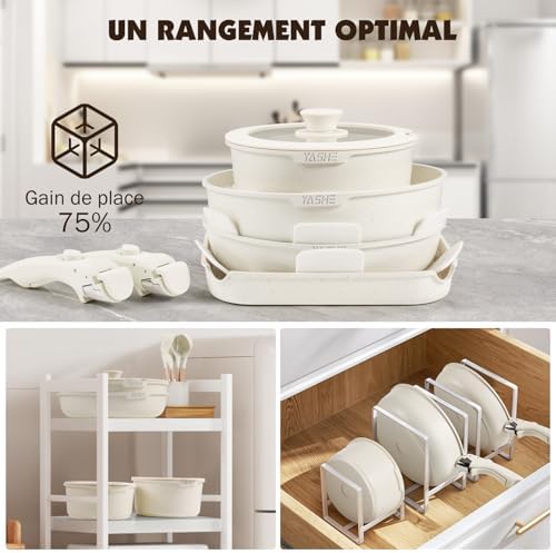 Batterie de cuisine polyvalente avec revêtement granit antiadhésif et design empilable