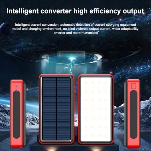 Batterie externe 50000mAh avec chargeur solaire et lumière LED pour utilisation extérieure