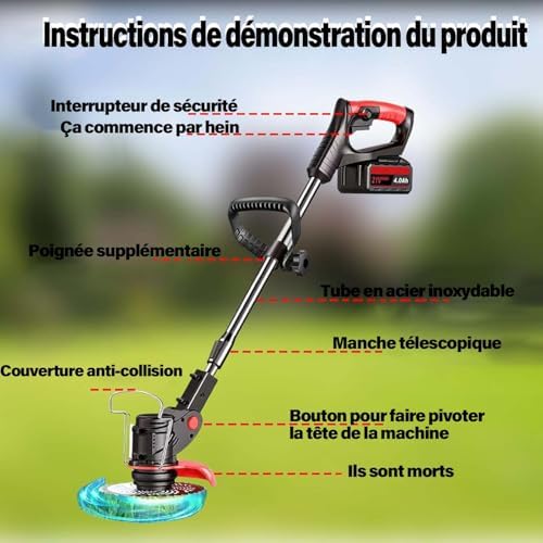 Débroussailleuse électrique sans fil avec puissance et légèreté pour un jardinage facile