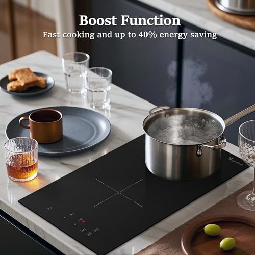 Plaque induction 2 feux avec verre mat anti-rayures et fonction Boost