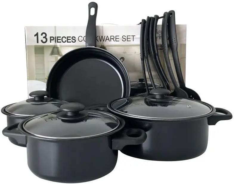Batterie de cuisine durable et polyvalente avec revêtement antiadhésif et poignées sécurisées