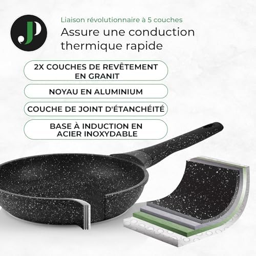 Batterie de cuisine 18 pièces avec revêtement céramique et manche amovible pour un rangement pratique