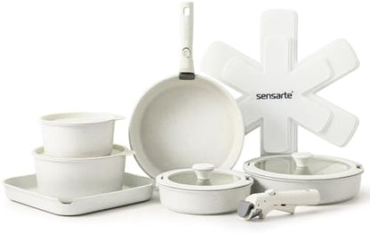 Batterie de cuisine antiadhésive suisse avec poignée amovible et compatibilité induction
