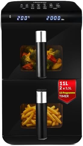 Friteuse à air chaud double chambre 11L avec contrôle indépendant et design moderne