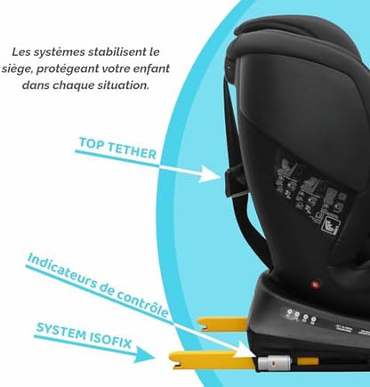 Siège auto isofix avec rotation 360° et sécurité i-Size pour enfants de 0 à 12 ans