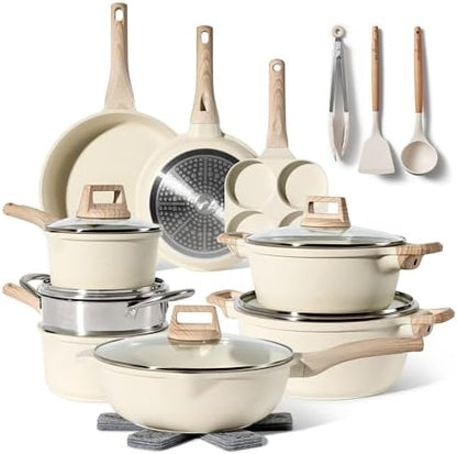 Batterie de cuisine polyvalente à induction avec protection en silicone et revêtement antiadhésif