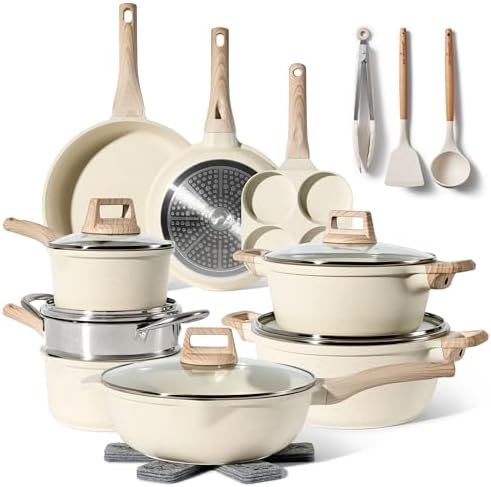 Batterie de cuisine polyvalente à induction avec protection en silicone et revêtement antiadhésif