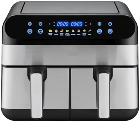 Friteuse à air avec double tiroir et 8 préréglages multifonctionnels pour une cuisson saine