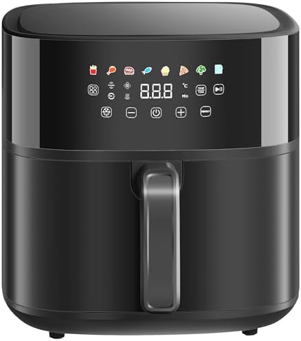 Air fryer avec cuisson rapide, menus prédéfinis et grande capacité de 8L