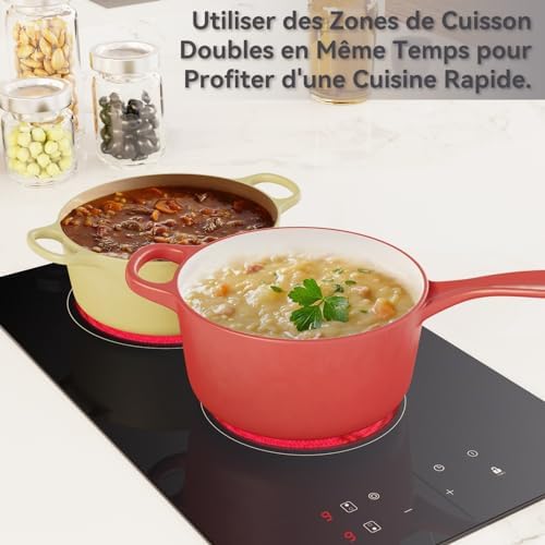 Plaque induction 2 feux encastrable avec fonctions avancées et design moderne