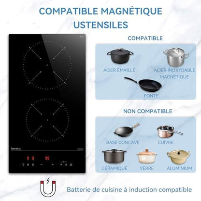 Plaque induction 2 feux compacte et puissante avec sécurité avancée