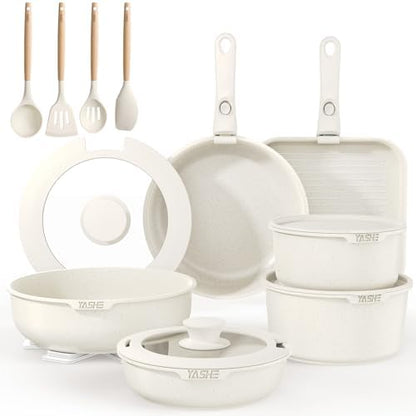 Batterie de cuisine polyvalente avec revêtement granit antiadhésif et design empilable