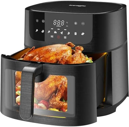 Friteuse à air XXL 9L avec fenêtre transparente et 8 programmes pour une cuisson saine