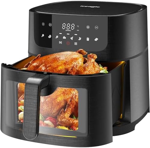 Friteuse à air XXL 9L avec fenêtre transparente et 8 programmes pour une cuisson saine