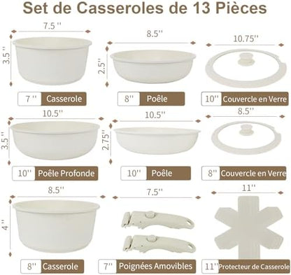 Batterie de cuisine multifonctionnelle avec aluminium moulé sous pression et compatibilité tous feux