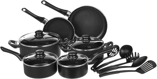 Batterie de cuisine durable et polyvalente avec revêtement antiadhésif et poignées sécurisées