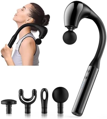 Pistolet de massage ergonomique avec 4 têtes et 5 vitesses pour soulager la douleur