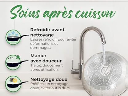 Batterie de cuisine polyvalente à induction avec protection en silicone et revêtement antiadhésif