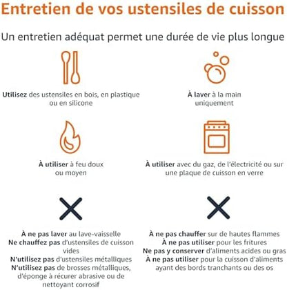 Batterie de cuisine antiadhésive 15 pièces avec ustensiles ergonomiques et compatibilité multiple