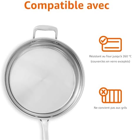 Batterie de cuisine en acier inoxydable avec poêles, casseroles et ustensiles résistants à l'induction