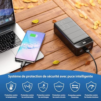 Batterie externe 50000mah avec charge rapide et sécurité avancée pour tous vos appareils
