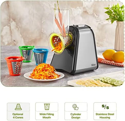 Râpe légumes électrique multifonctionnelle avec accessoires pour desserts et nettoyage facile