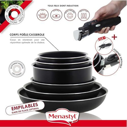 Batterie de cuisine polyvalente avec poêles et casseroles antiadhésives pour une cuisson saine