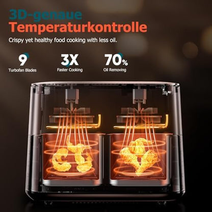 Friteuse à air de grande capacité avec technologie de cuisson rapide et économe en énergie