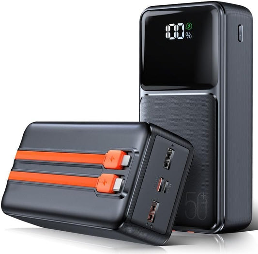 Batterie externe 50000mAh avec charge ultra rapide et câbles intégrés