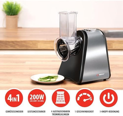 Râpe légumes électrique multifonctions avec 4 lames et protection surchauffe