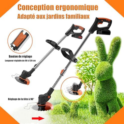 Débroussailleuse Électrique Sans Fil Léger et Puissant avec Batterie Haute Performance