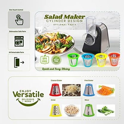 Râpe légumes électrique multifonctionnelle avec accessoires pour desserts et nettoyage facile