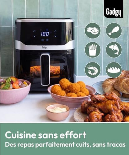 Friteuse à air sans huile avec grande capacité et nettoyage facile