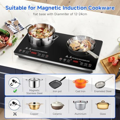 Plaque induction 2 feux haute efficacité avec système de cuisson double zone et sécurité intégrée