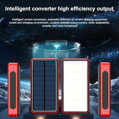Batterie externe 50000mAh avec chargeur solaire et lumière LED pour utilisation extérieure