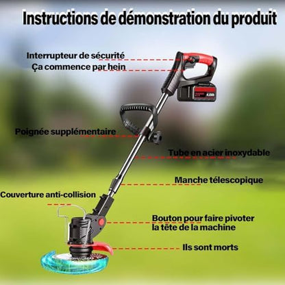 Débroussailleuse électrique sans fil avec puissance et légèreté pour un jardinage facile